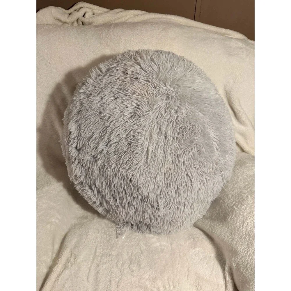 Pillowfort Kids Faux Fur Floor Pillow Gray Plush Bedroom Decor New